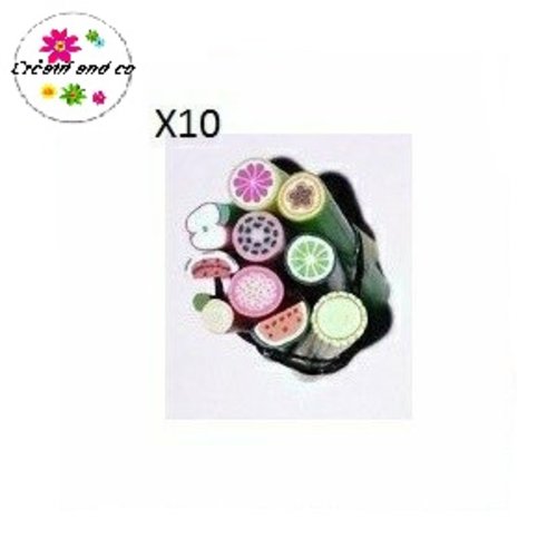 X10 canes fimo mix fruit