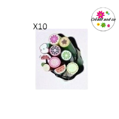 X10 canes fimo mix fruit