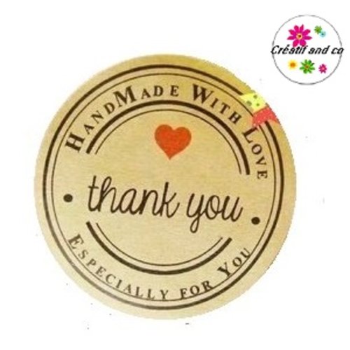 20 étiquettes krafts autocollantes 35mm