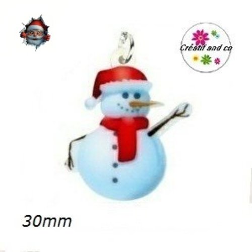 Breloque bonhomme de neige 30mm