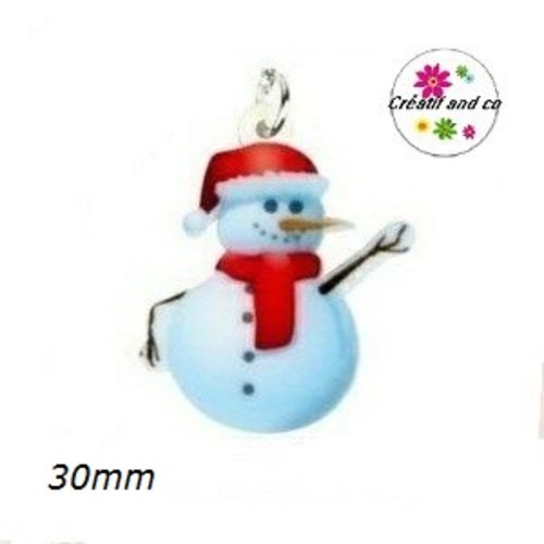 Breloque bonhomme de neige 30mm
