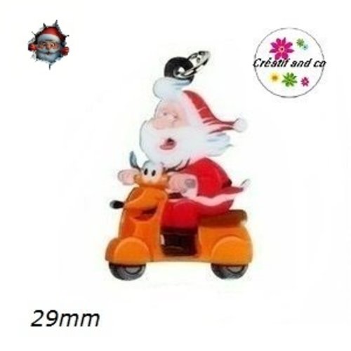 Breloque père noël sur son scooter 29mm
