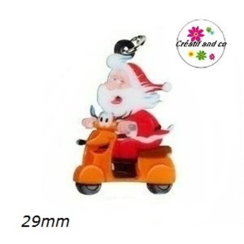 Breloque père noël sur son scooter 29mm