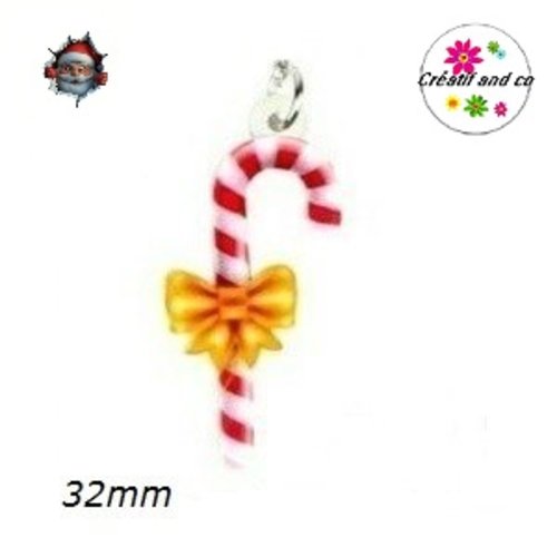 Breloque sucre d'orge noël  32mm