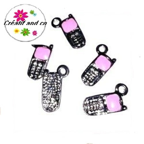 Breloque téléphone portable émail 17mm