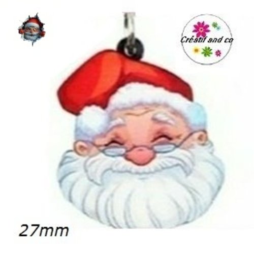 Breloque tête père noël  27mm
