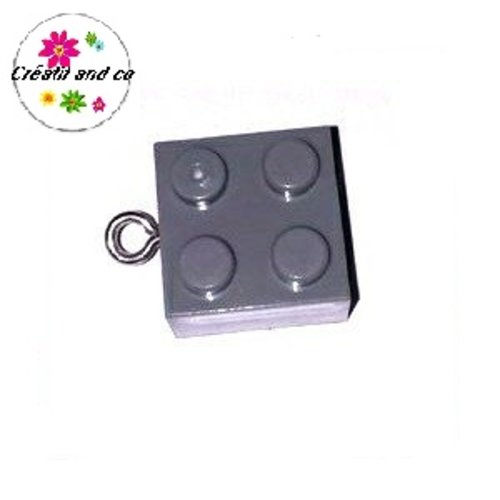 Breloque lego carré gris foncé 15mm