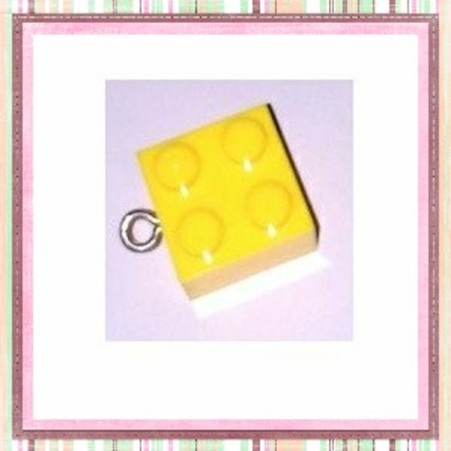 Breloque lego carré jaune 15mm