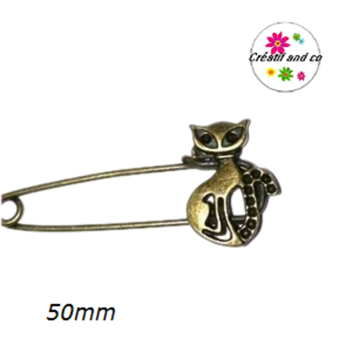 Broche chat bronze 50mm
