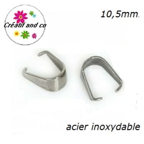 X10 bélières à pincer acier inoxydable 5x8x10,5mm