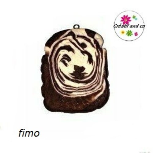 Breloque grande tartine marbrée fimo 40mm