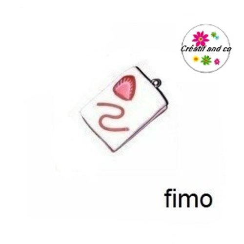 Breloque moëlleux à la fraise fimo
