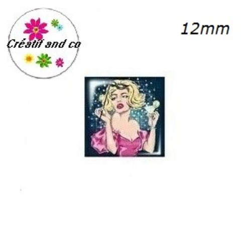 X2 cabochons carrés femme 12mm