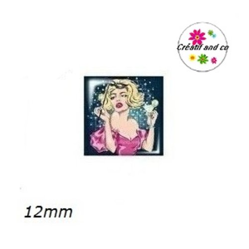 X2 cabochons carrés femme 12mm