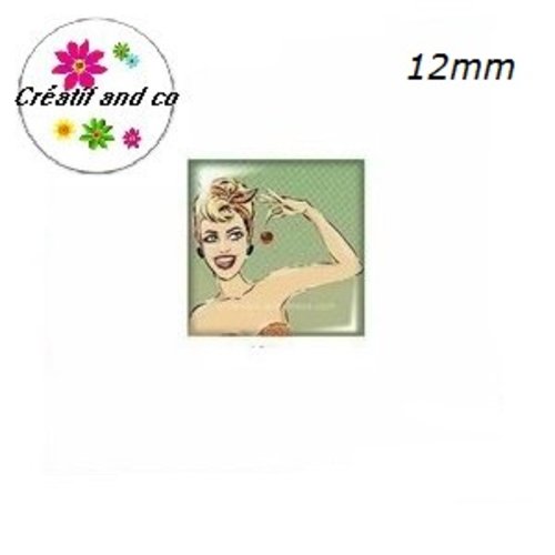 X2 cabochons carrés femme 12mm