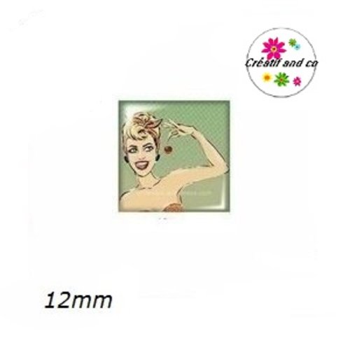 X2 cabochons carrés femme 12mm