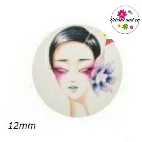 X2 cabochons en verre visage femme 12mm