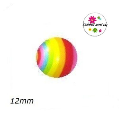 X2 cabochons en verre arc-en-ciel 12mm