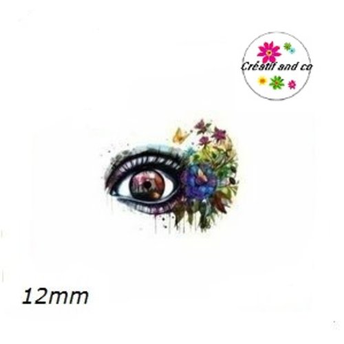 X2 cabochons oeil coloré 12mm