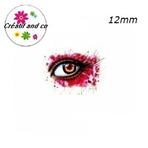 X2 cabochons oeil coloré 12mm