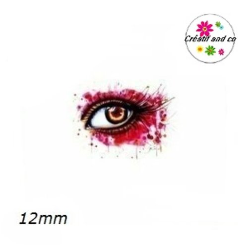 X2 cabochons oeil coloré 12mm