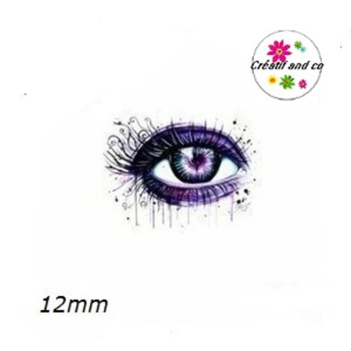 X2 cabochons oeil coloré 12mm