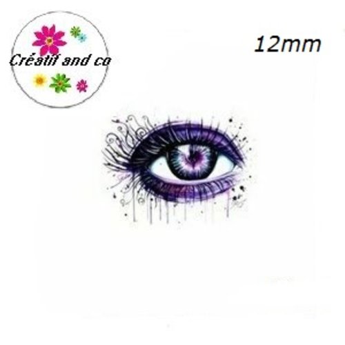 X2 cabochons oeil coloré 12mm