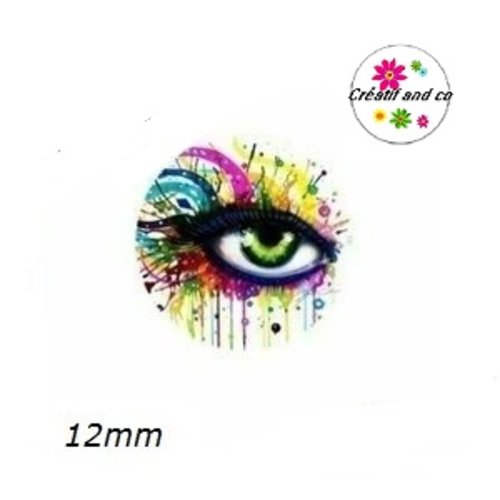 X2 cabochons oeil coloré 12mm