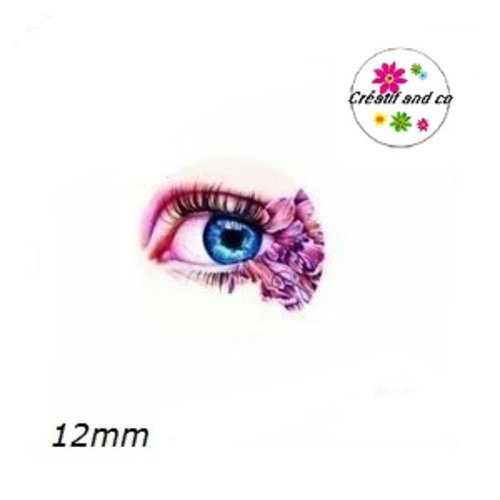 X2 cabochons oeil coloré 12mm