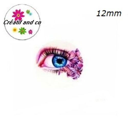 X2 cabochons oeil coloré 12mm