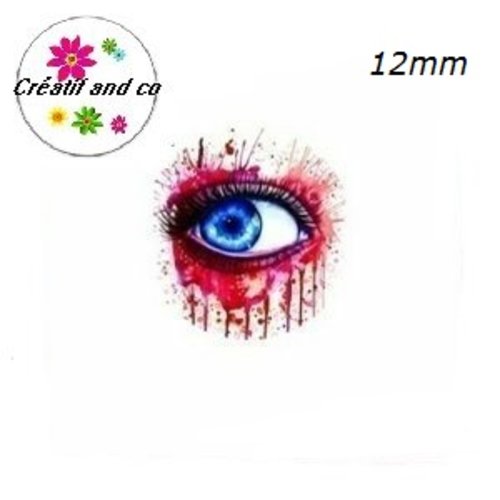 X2 cabochons oeil coloré 12mm
