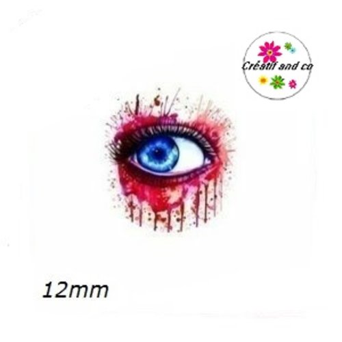 X2 cabochons oeil coloré 12mm