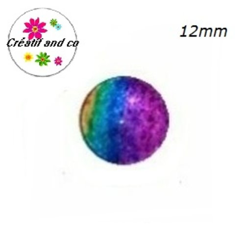 X2 cabochons colorés 12mm