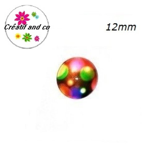 X2 cabochons colorés 12mm