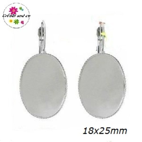 Boucle d'oreille argentée claire pour cabochon 18x25mm