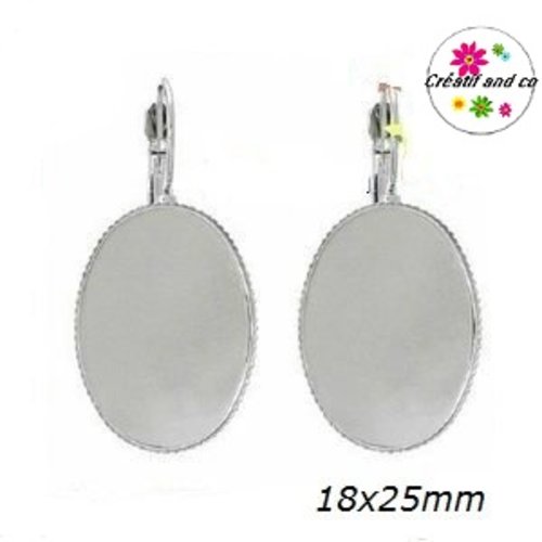 Boucle d'oreille argentée claire pour cabochon 18x25mm