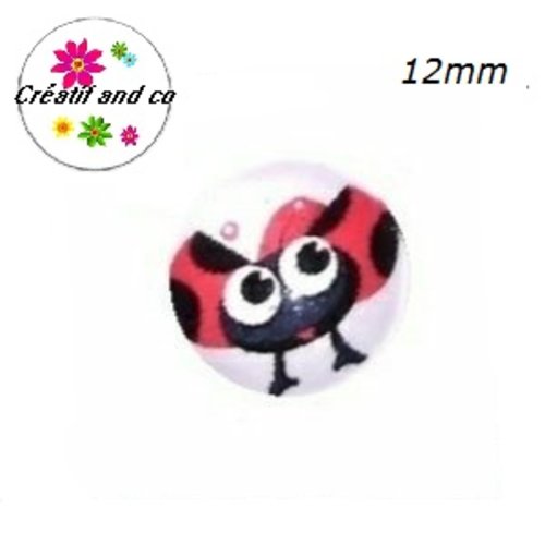 X2 cabochons coccinelle 12mm
