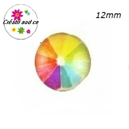 X2 cabochons colorés 12mm