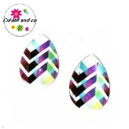 X2 cabochons en verre goutte 13x18mm