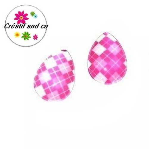 X2 cabochons en verre goutte 13x18mm