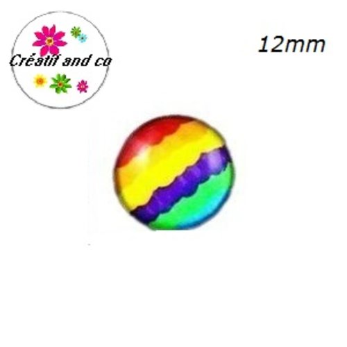 X2 cabochons colorés 12mm