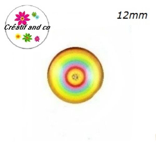 X2 cabochons colorés 12mm