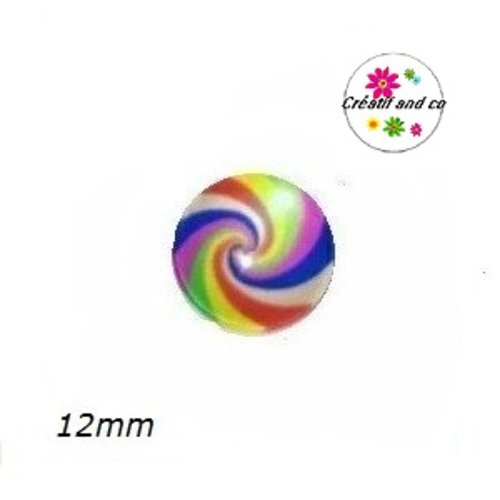 X2 cabochons tourbillon de couleur 12mm
