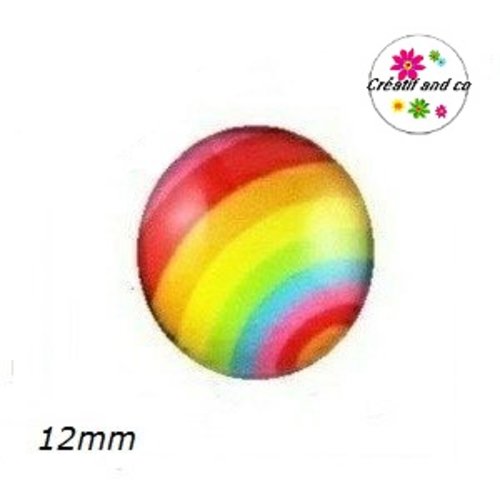 X2 cabochons colorés 12mm