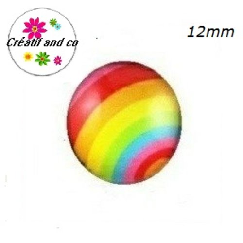 X2 cabochons colorés 12mm