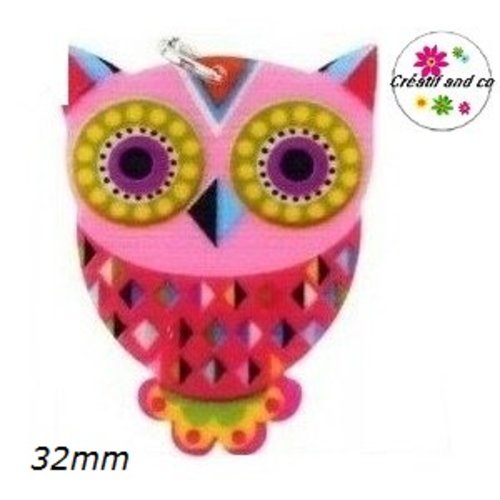 Breloque chouette colorée 32mm