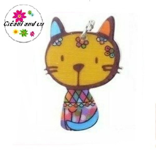 Chaton tête jaune acrylique 30mm