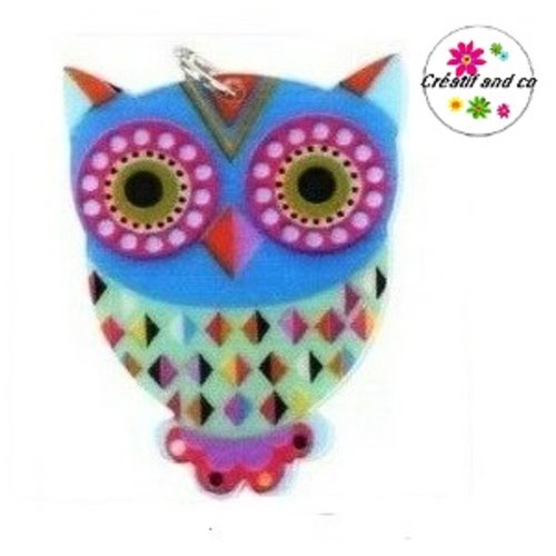 Breloque hibou coloré 30mm