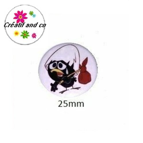 Cabochon coque métal caliméro 25mm