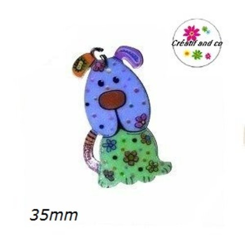 Breloque chien tête bleue 35mm